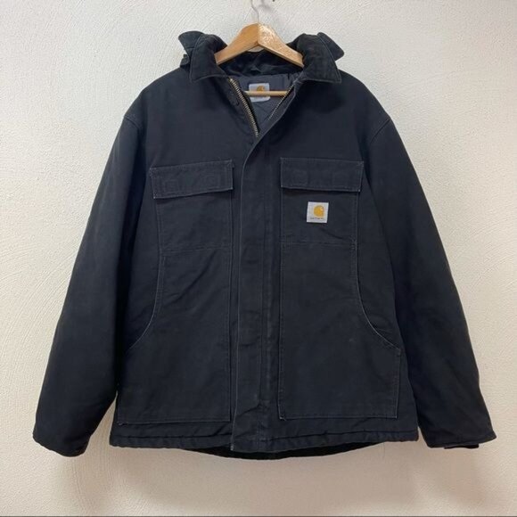 Carhartt Vintage 1990s Black Full Zip Jacket w/ Detachable Hood Sz XL